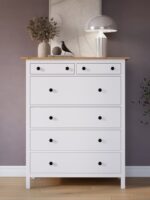 КЫМОР, комод для одежды, 6 ящиков, 108х131х50 см, белый/светло-коричневый