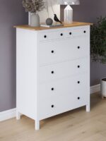 КЫМОР, комод для одежды, 6 ящиков, 108х131х50 см, белый/светло-коричневый