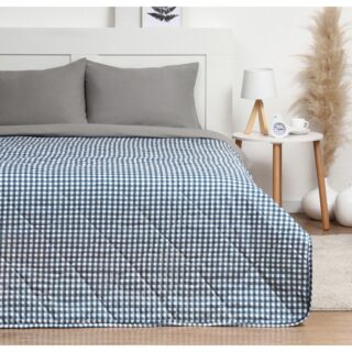 КЛЕТКА, плед/покрывало, 150х210 см, новосатин, синий