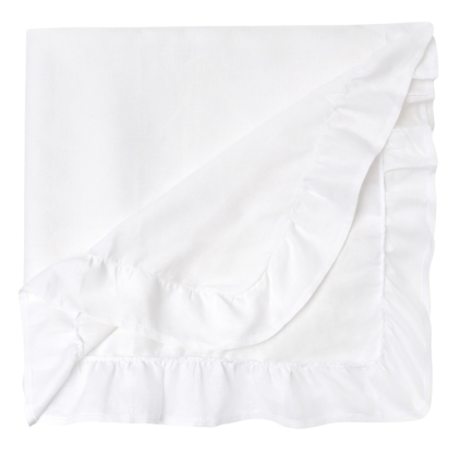 ЛИНЕН Айвори, скатерть льняная с оборками, 150х116 см, молочный