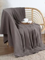 ВАФФЛ, плед/покрывало вафельное, хлопок, 220х240 см, серый
