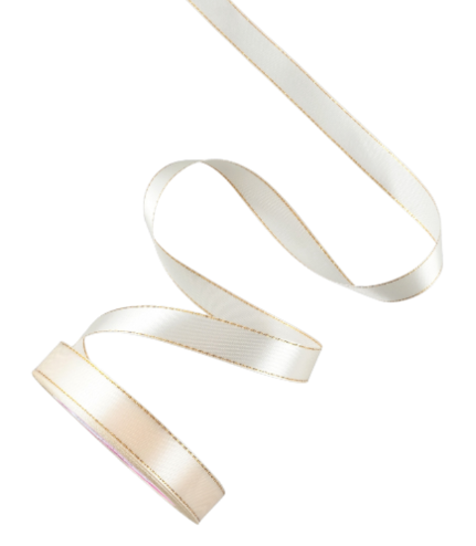 ГИФТ, лента атласная, 15 мм, 23 м, с золотым люрексом, светло-бежевый