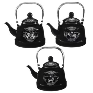 РАНЧО, чайник эмалированный, 2,5 л, 3 дизайна, индукция, черный