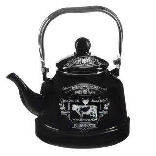 РАНЧО, чайник эмалированный, 2,5 л, 3 дизайна, индукция, черный
