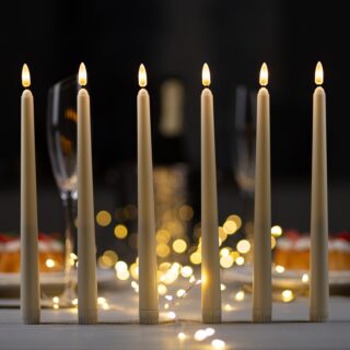 КЛАССИКА, светодиодная свеча восковая, набор 6 шт, AAAх2, свечение теплое