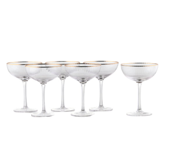 ОРИОН, набор бокалов, 6 шт, стекло, 270 мл, с золотой обводкой