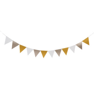 ПРАЗДНИК, гирлянда/баннер, 160 см, флажки, золотой, бронзовый, серебряный