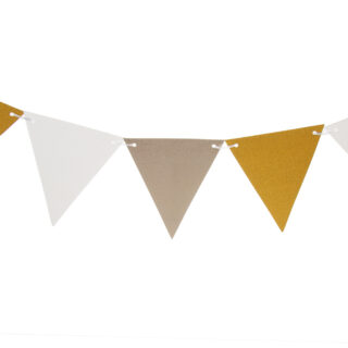 ПРАЗДНИК, гирлянда/баннер, 160 см, флажки, золотой, бронзовый, серебряный
