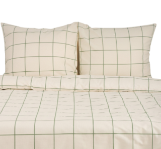КЛЕТКА, комплект постельного белья, евро, хлопок, бежевый/зеленый