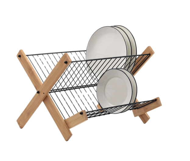 МЕЛИ, сушилка для посуды, 2 уровня, бамбук, металл, черный