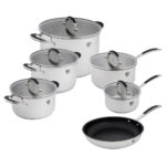 БАЙ КОЛЛЕКШН, набор кухонной посуды, 11 предметов, нержавеющая сталь, серый