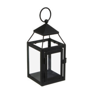 ХЮГГЕ, подсвечник-фонарь, 8х8х18 см, металл/стекло, черный