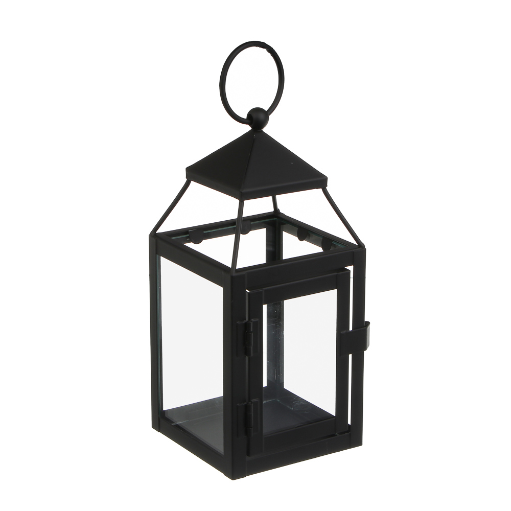 ХЮГГЕ, подсвечник-фонарь, 8х8х18 см, металл/стекло, черный