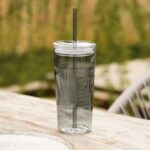 ИДИЛЛИЯ, стакан с трубочкой, 650 мл, стекло, зеленый