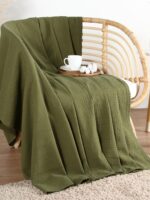 ВАФФЛ, плед/покрывало вафельное, хлопок, 150х240 см, зеленый