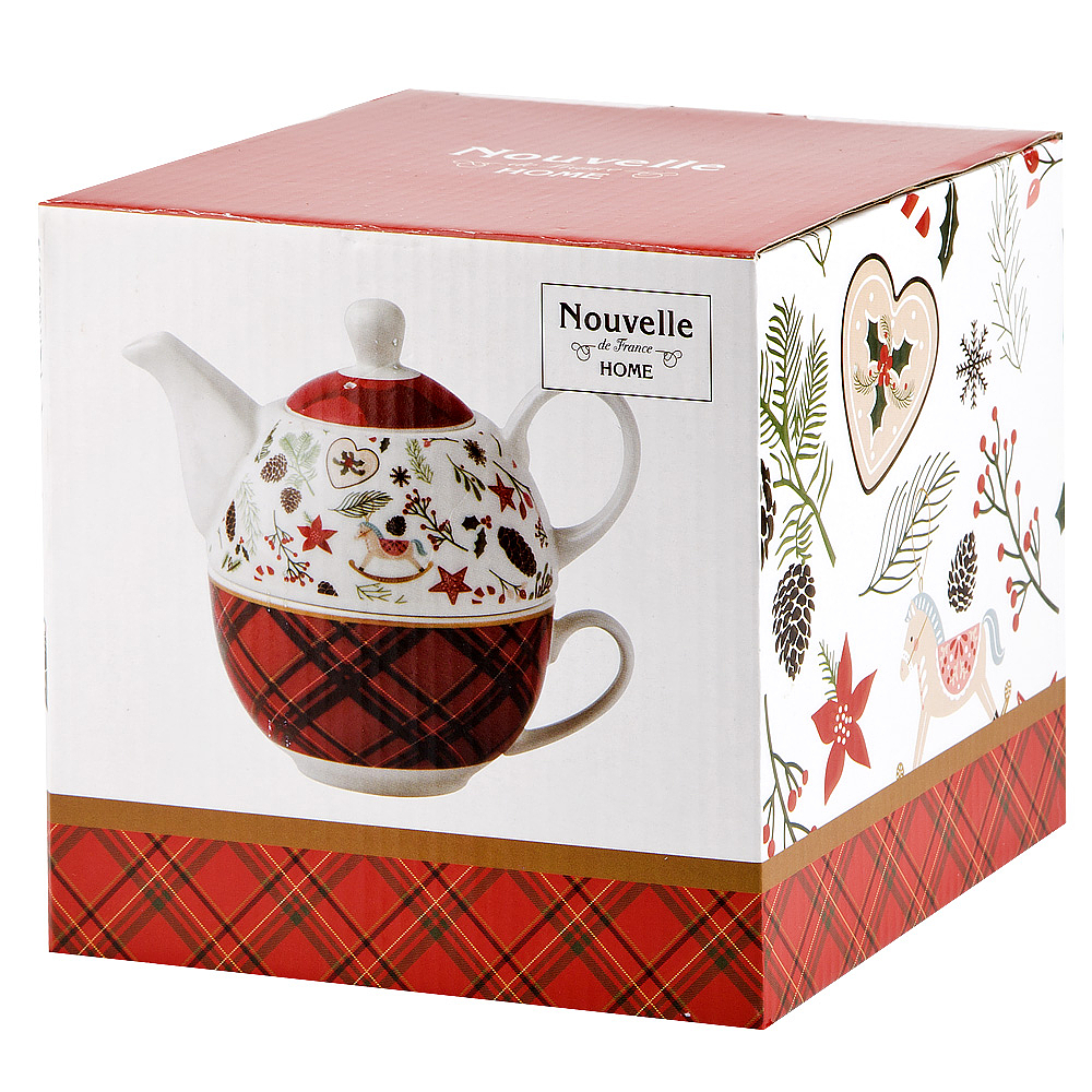 ВИНТЕР Эдинбург, набор чайник 400 мл и чашка 270 мл, красный