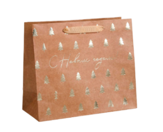 ВИНТЕР, пакет подарочный, крафтовый, 23х18 см, елочки