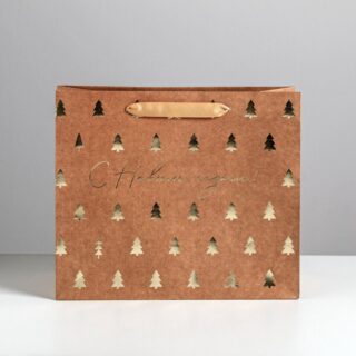ВИНТЕР, пакет подарочный, крафтовый, 23х18 см, елочки
