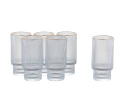 ГРАНИ, набор стаканов, 450 мл, 6 шт, стекло, с золотой отводкой