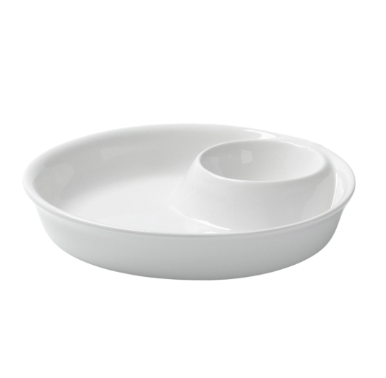 HANNA KNOVEL, блюдо с секцией для соуса, 1 л / 160 мл, фарфор, белый