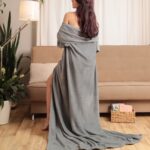 ЭТЕЛЬ, плед с рукавами, 150х200 см, корал-флис, серый