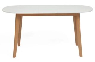 БОСКО, стол обеденный раскладной, массив бука/мдф, 120/150х80 см, белый/натуральный бук