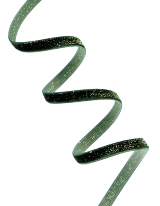 ГИФТ, лента бархатная, 6 мм, 18 м, зеленая с золотым люрексом