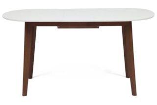 БОСКО, стол обеденный раскладной, массив бука/мдф, 120/150х80 см, белый/коричневый