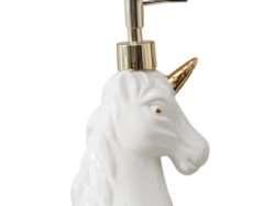 ЕДИНОРОГ, дозатор для жидкого мыла, керамика, 300 мл, белый/золотой