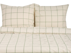 КЛЕТКА, комплект постельного белья, 1,5 сп, хлопок, бежевый/зеленый