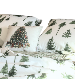 ВИНТЕР, комплект постельного белья, 2 сп, поплин, белый/зеленые елки