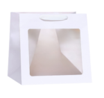 ГИФТ, пакет подарочный квадратный, крафт, с окном, 25 см, белый