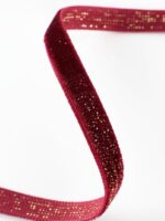 ГИФТ, лента бархатная, 6 мм, 18 м, с золотым люрексом, бордовая