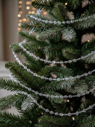 ВИНТЕР, бусы на ёлку, льдинки, 2,7 м, перламутровый