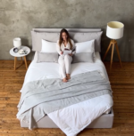 СМУФ, двуспальная кровать с подъемным механизмом, 160х200 см, светло-серый