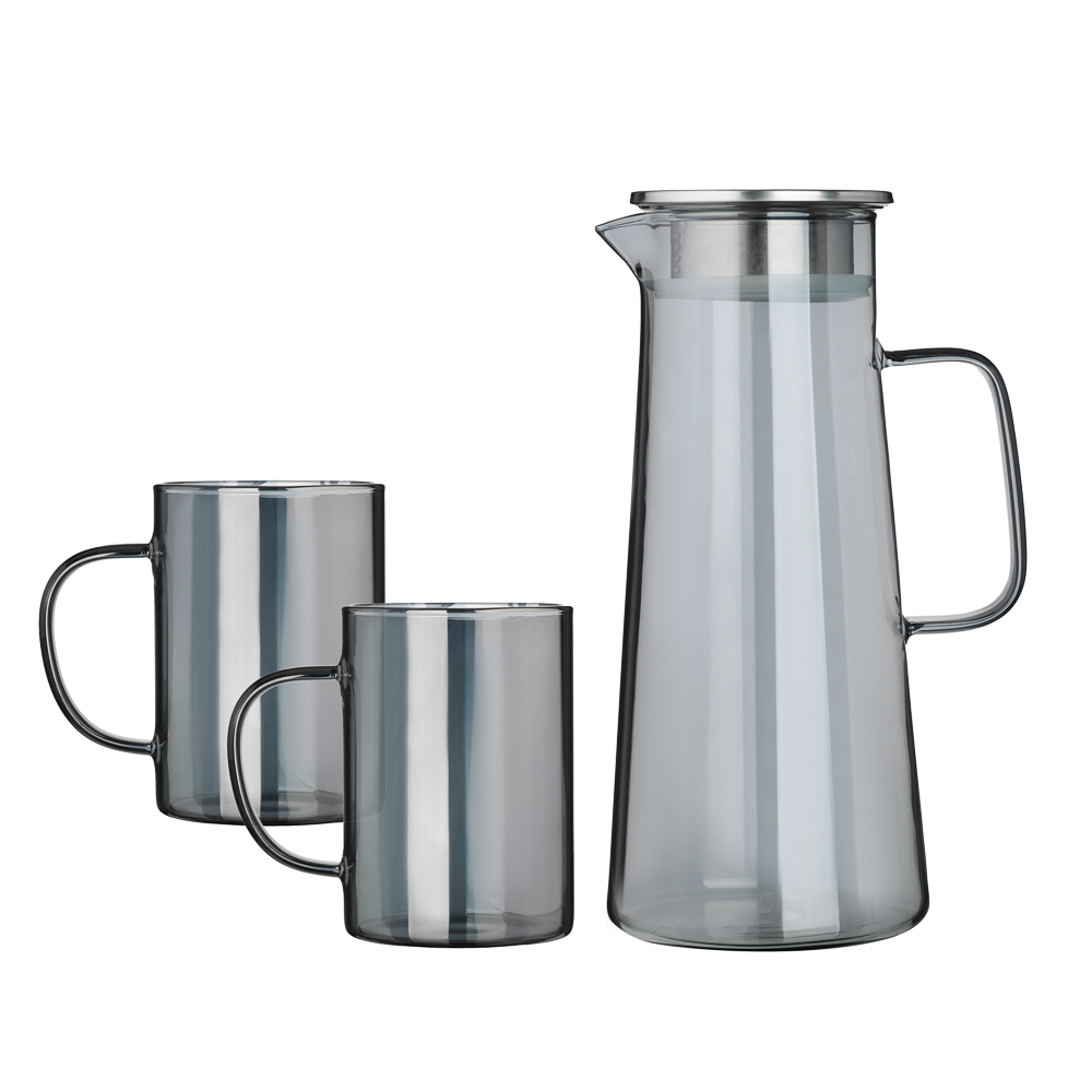 ГРАФИТ, набор кувшин для воды, 1,8 л, 2 кружки, 200 мл, нержавеющая сталь