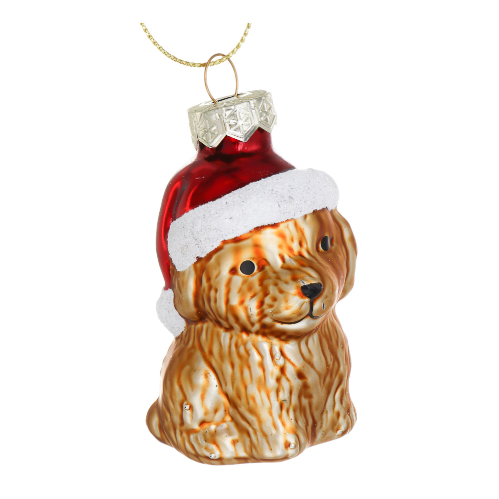 ВИНТЕР, елочная игрушка из стекла, 8x4,2 см, собачка, зеленый