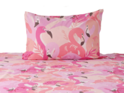 ФЛАМИНГО, комплект постельного белья, 1,5 сп, наволочки и простыня, розовый