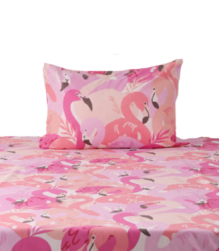 ФЛАМИНГО, комплект постельного белья, 1,5 сп, наволочки и простыня, розовый