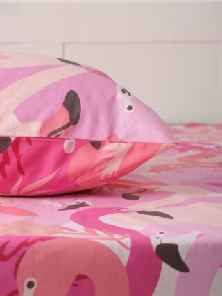 ФЛАМИНГО, комплект постельного белья, 1,5 сп, наволочки и простыня, розовый