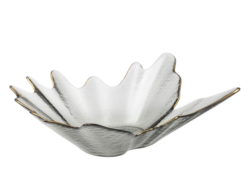 РЕНИ, ваза для фруктов, с золотой отводкой, 28 см, стекло, серый