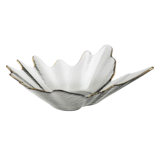 РЕНИ, ваза для фруктов, с золотой отводкой, 28 см, стекло, серый