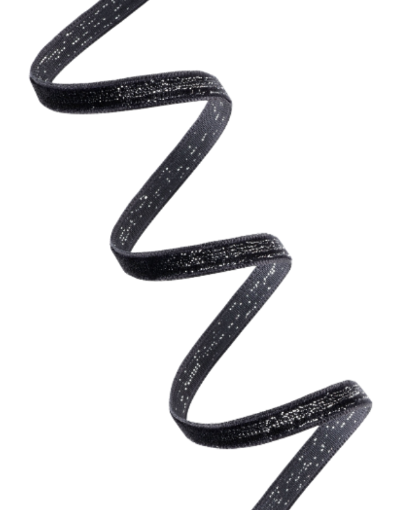 ГИФТ, лента бархатная, 6 мм, 18 м, с серебряным люрексом, чёрный