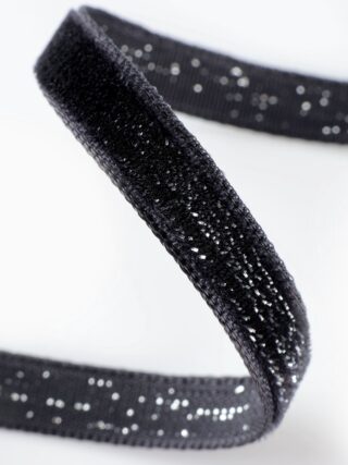 ГИФТ, лента бархатная, 6 мм, 18 м, с серебряным люрексом, чёрный