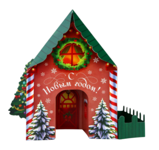 ВИНТЕР, открытка объемная 3D, новогодний домик, 12х18 см
