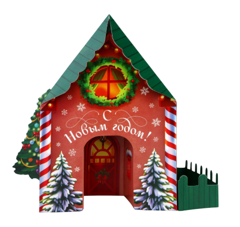 ВИНТЕР, открытка объемная 3D, новогодний домик, 12х18 см
