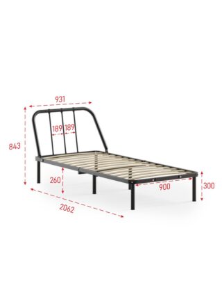 МИРА, односпальная кровать, 90х200 см, черный