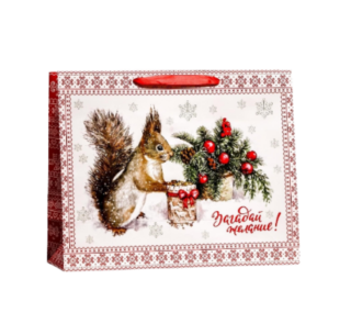 ВИНТЕР, пакет подарочный, 49х40 см, с белкой