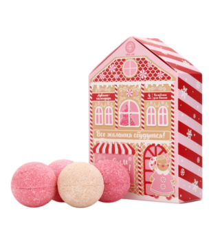 ВИНТЕР, адвент-календарь, бомбочки для ванны, 4 шт, розовый