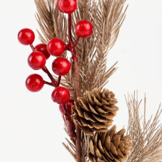 ВИНТЕР, декоративная ветка, 31 см, с шишками и ягодами